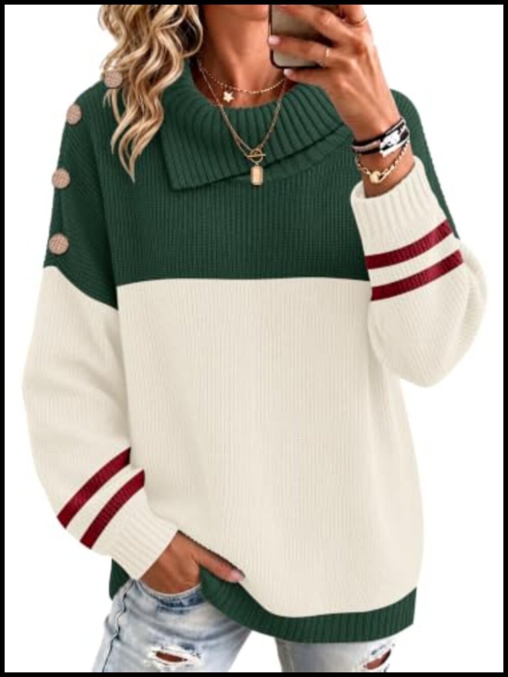 Women's Oversized Turtleneck Sweater Knit Pullover Long Sleeve
